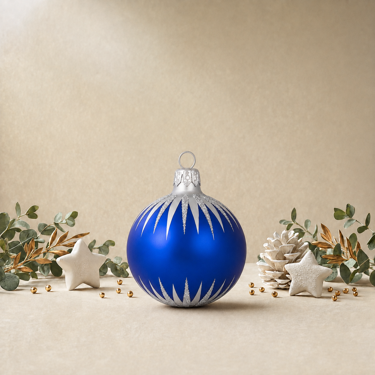Small Blue Bauble with Silver Icicles