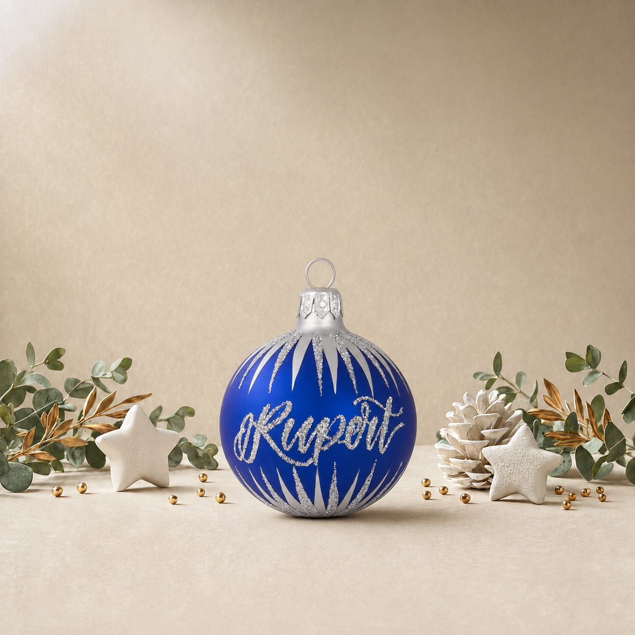 Small Blue Bauble with Silver Icicles