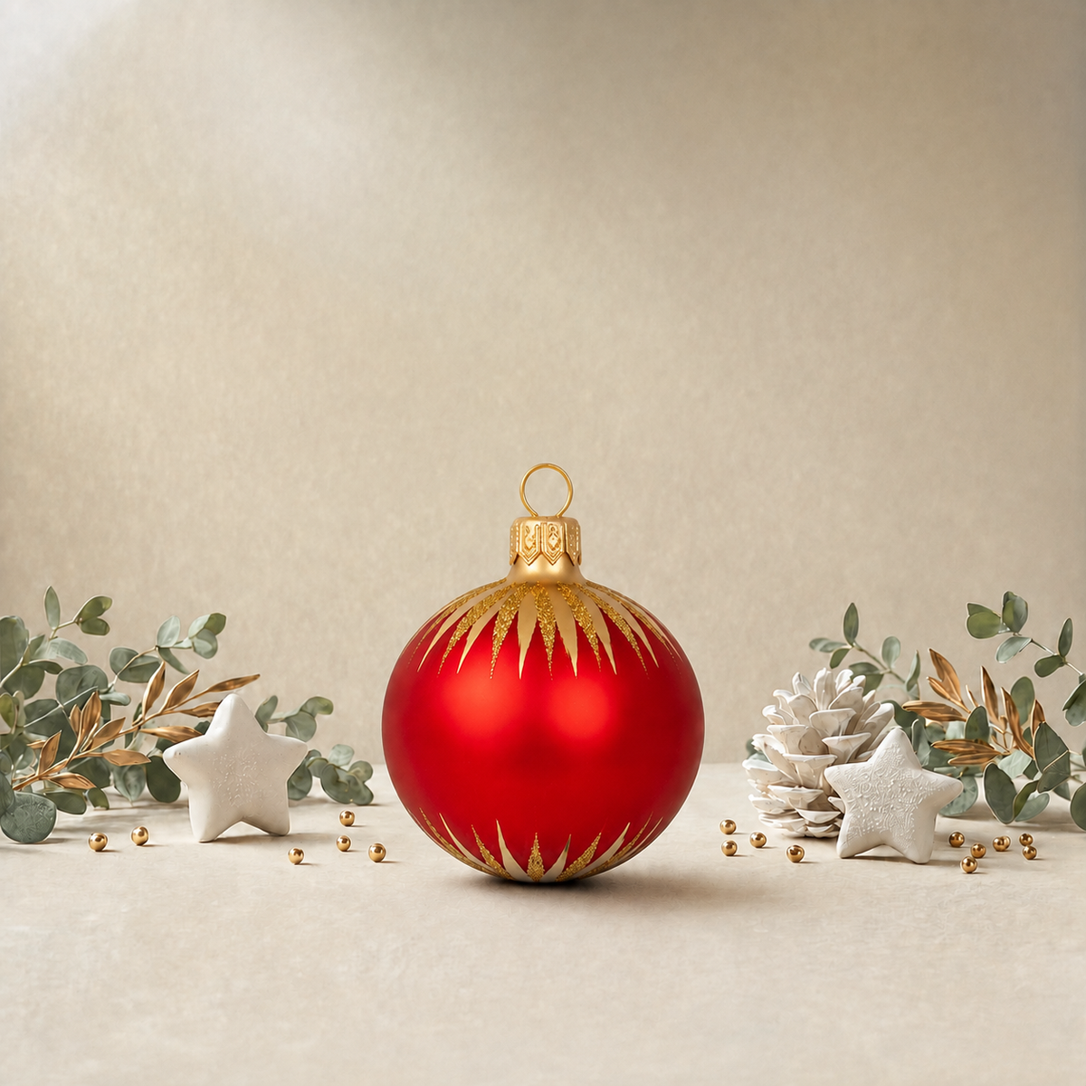 Red Bauble with Gold Icicles