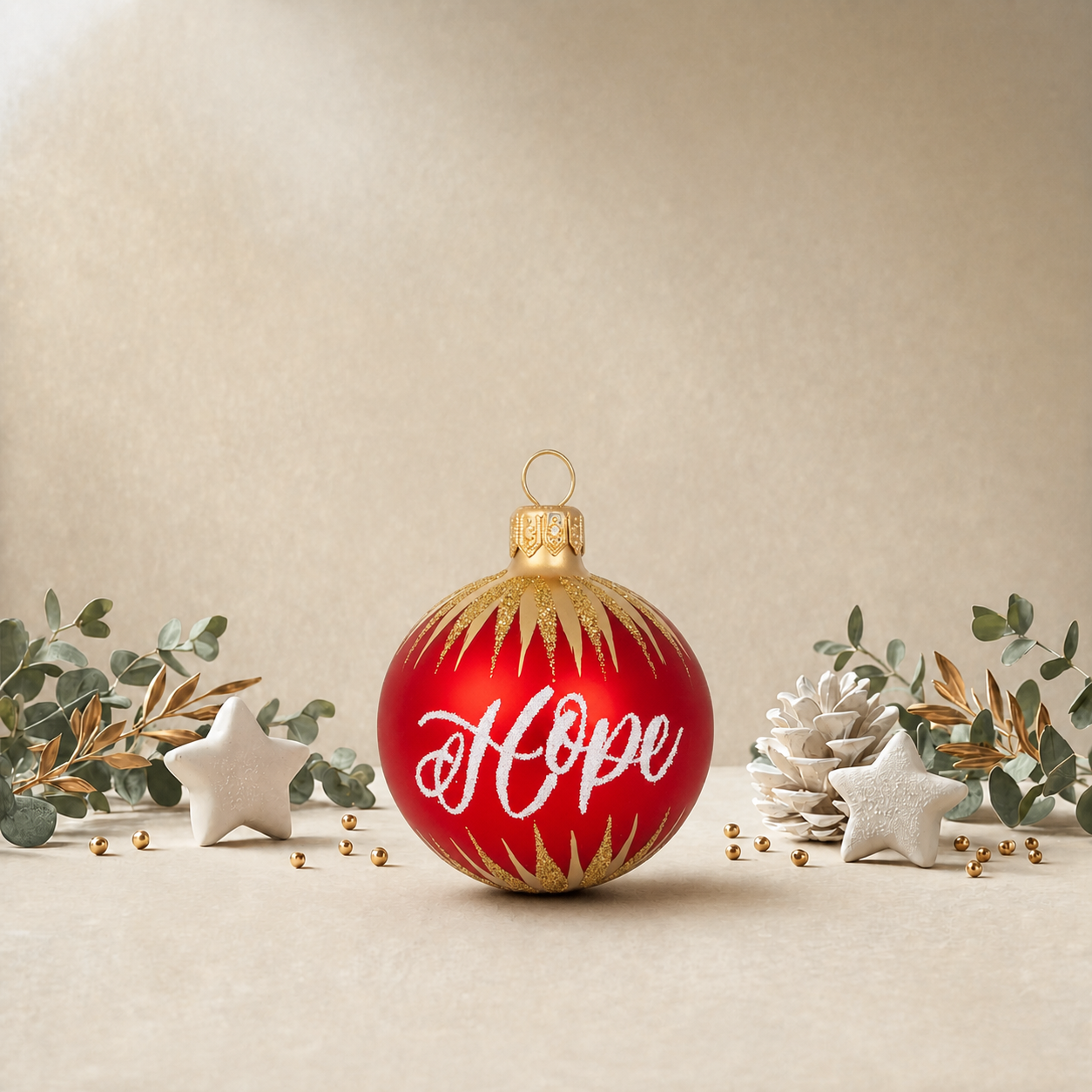 Red Bauble with Gold Icicles