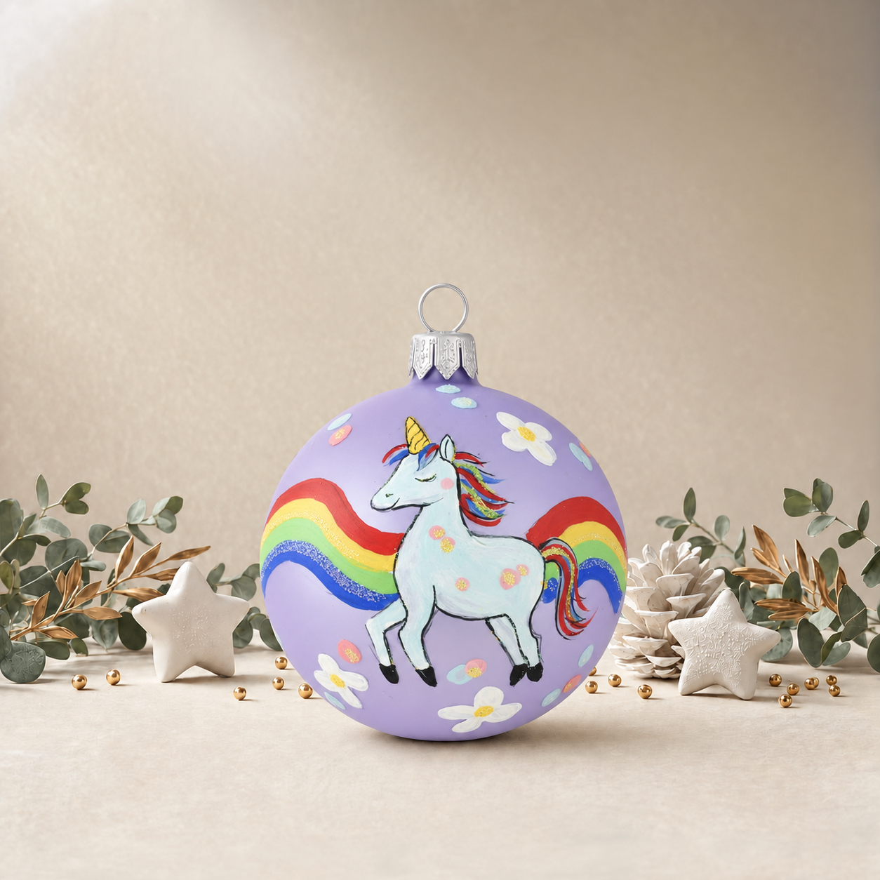 Lavender Bauble with Unicorn