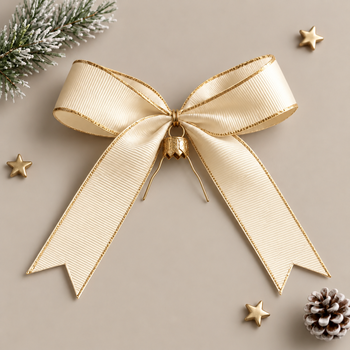 Cream/Gold Christmas Bow