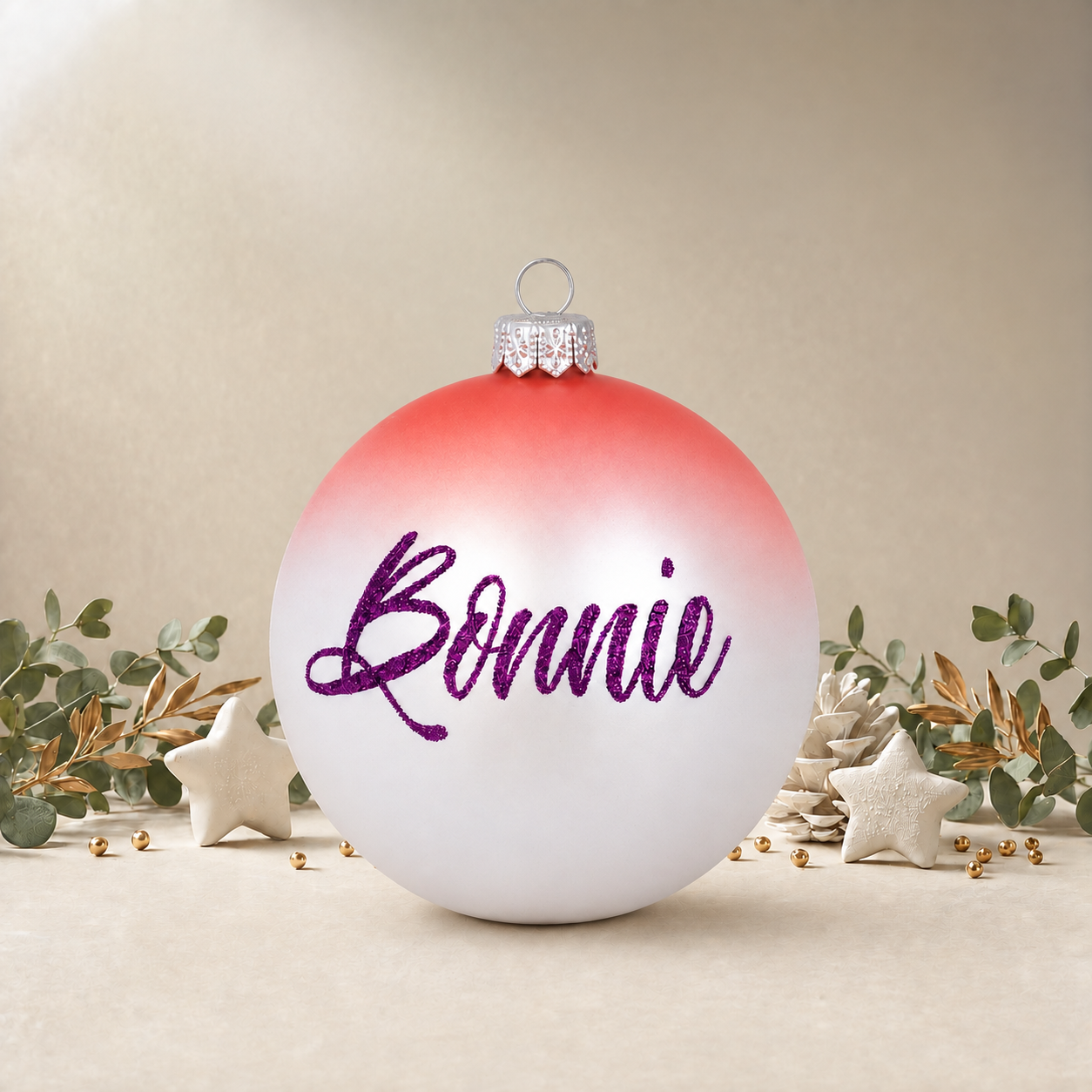 Baby Pink Pony personalised Christmas bauble, back