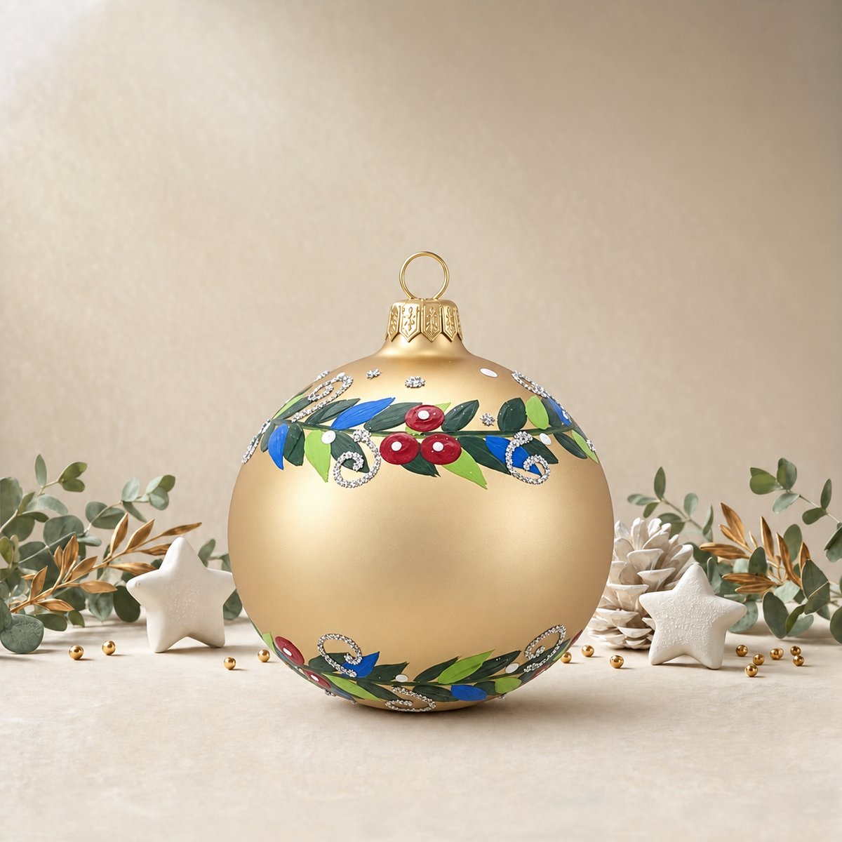 Gold Bauble with Flower Crown