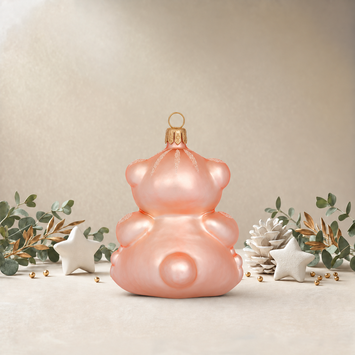 Teddy Bear Holding Heart - Baby Pink