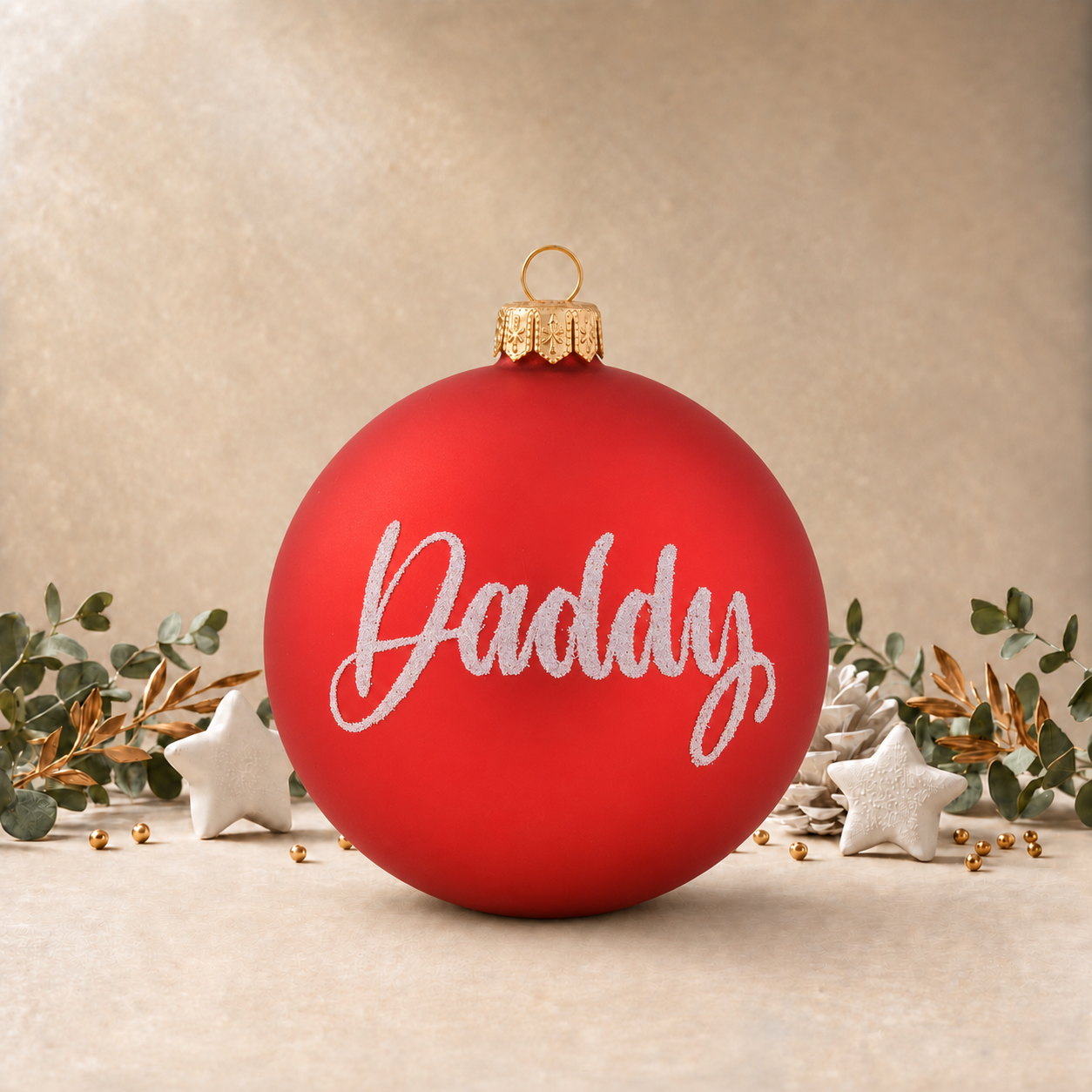 Large Red Bauble with Cute Moose