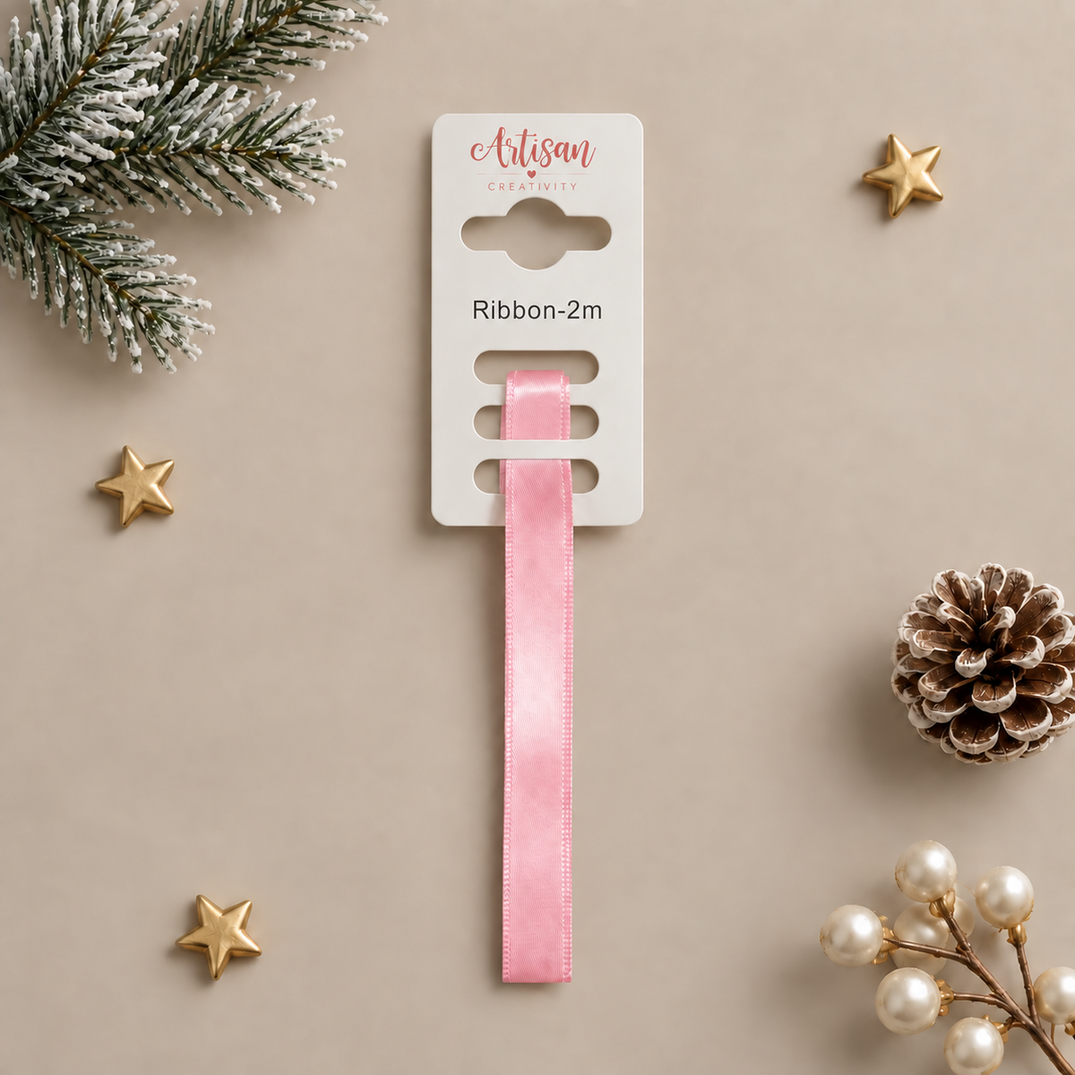 Pink Christmas Tree Ribbon for Hanging Baubles - 2m